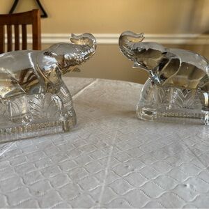 Vintage Crystal Elephant Bookends
